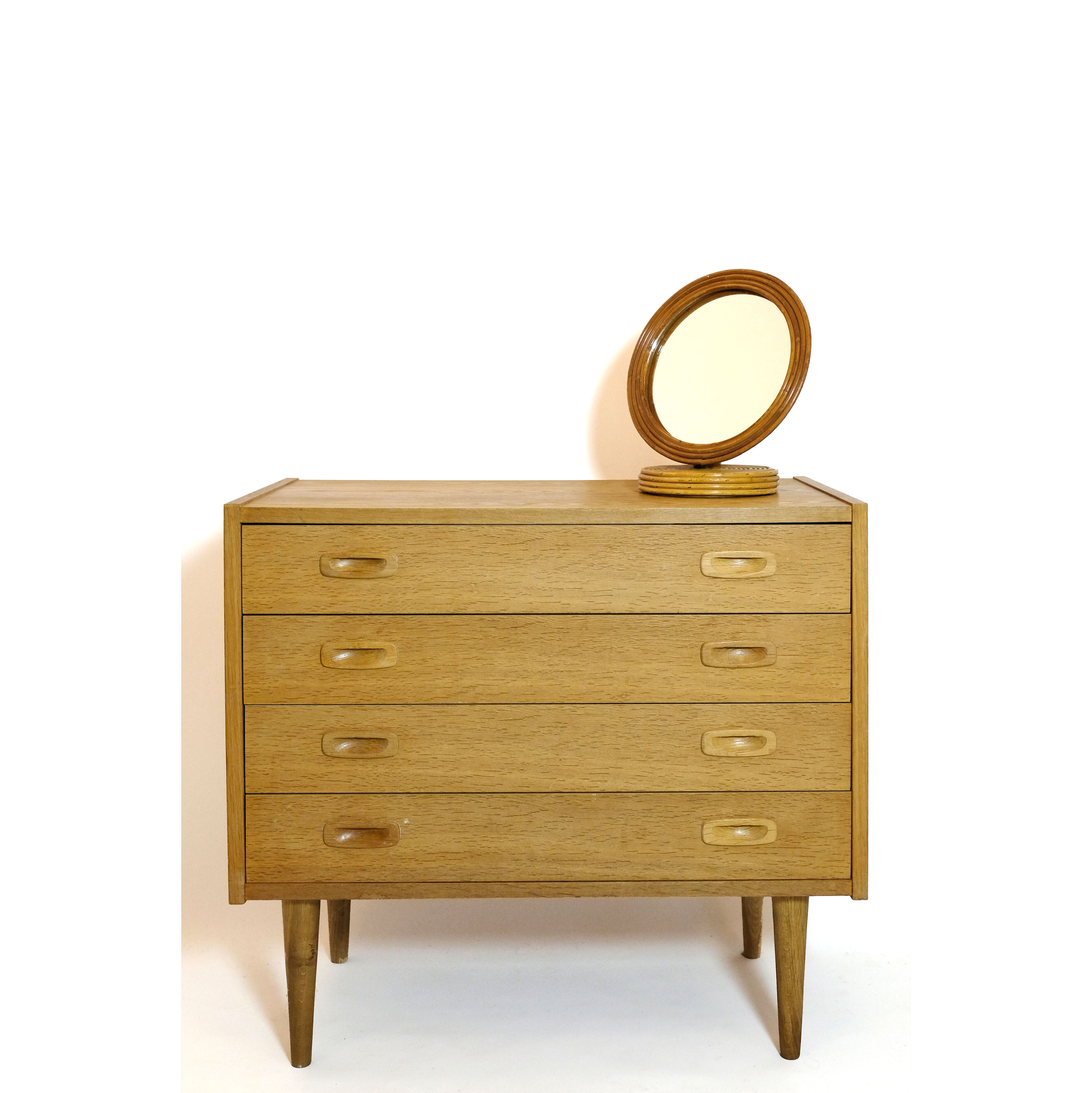 Scandinavian chest of drawers in light wood, 1970s.