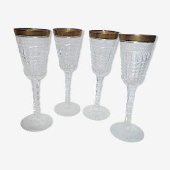 Ensemble de 4 flutes en cristal taillé