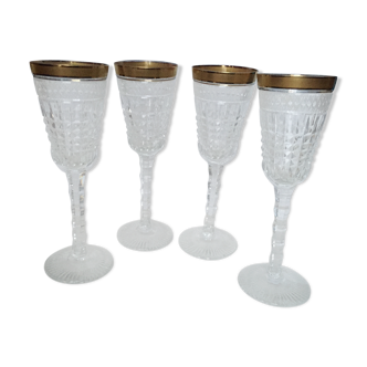 Ensemble de 4 flutes en cristal taillé