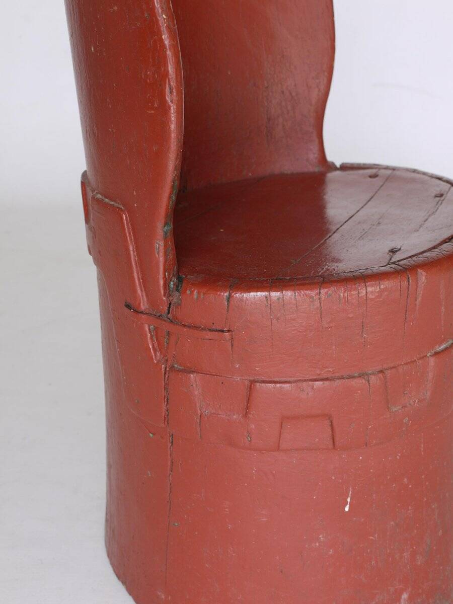 Antique Scandinavian Wooden Kubbestol Chair