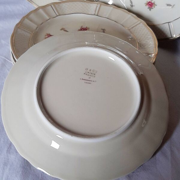 Assiettes à dessert en porcelaine de Limoges vintage Bernardaud