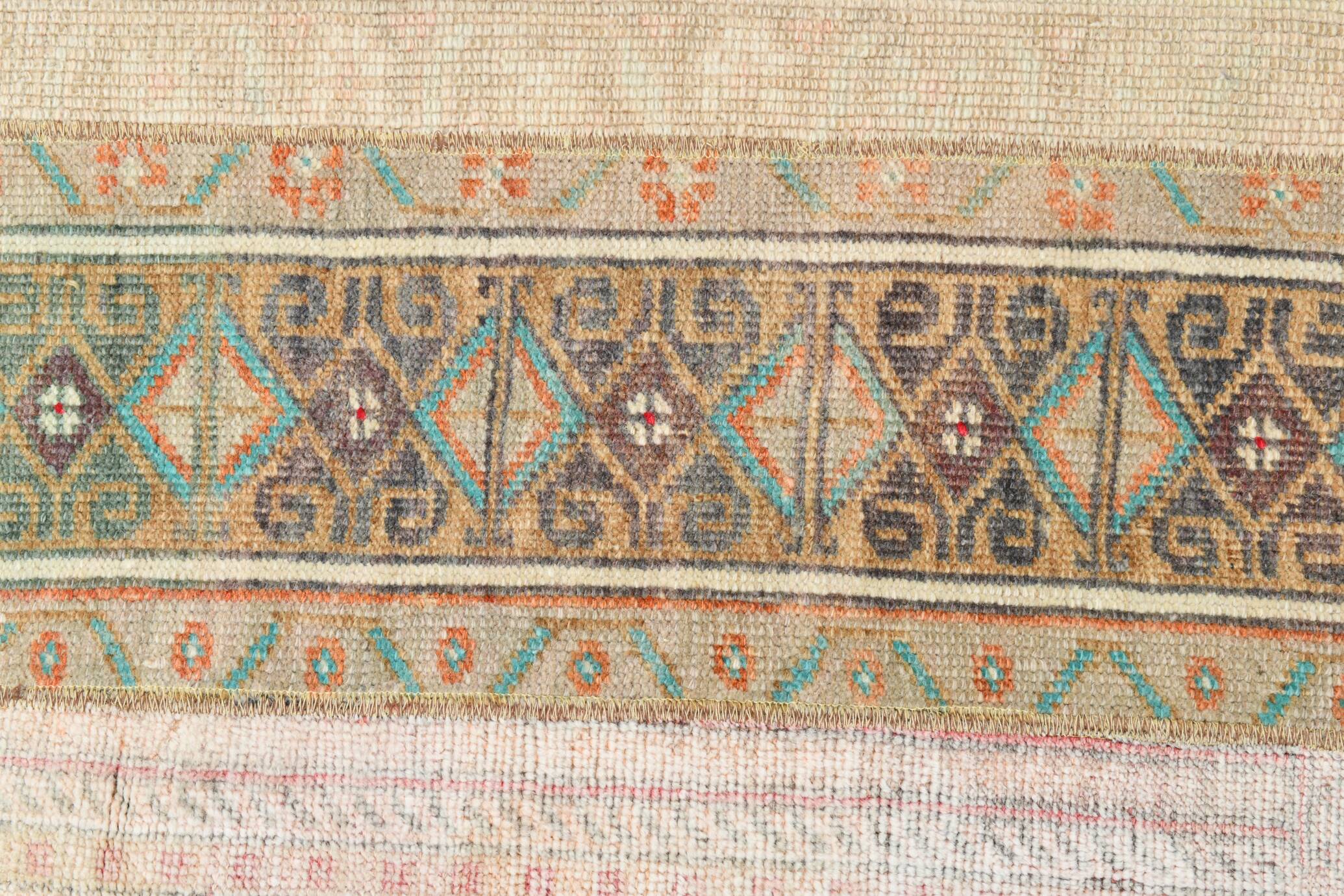 Vintage Brown Beige Turkish Vintage Runner Rug, 67x254Cm