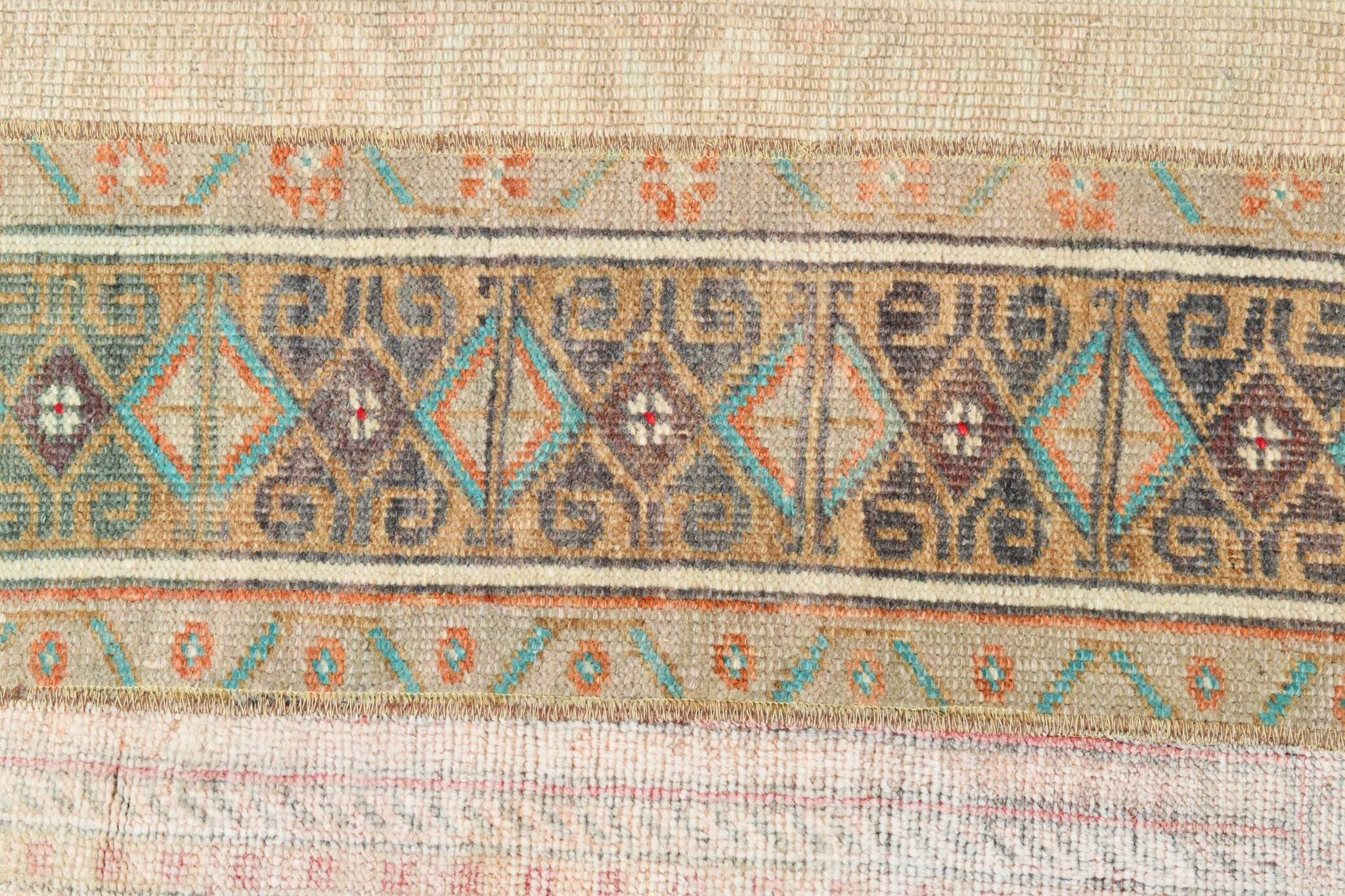 Vintage Brown Beige Turkish Vintage Runner Rug, 67x254Cm