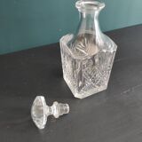 Vintage French cut glass whiskey bottle, cristal D'Arques