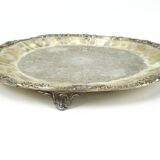 Silver-plated copper tray, on three legs