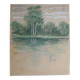 Aquarelle ancienne "les Rivages" fin XIX ème signée