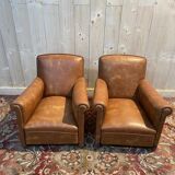 Pair of Club armchairs in imitation leather
