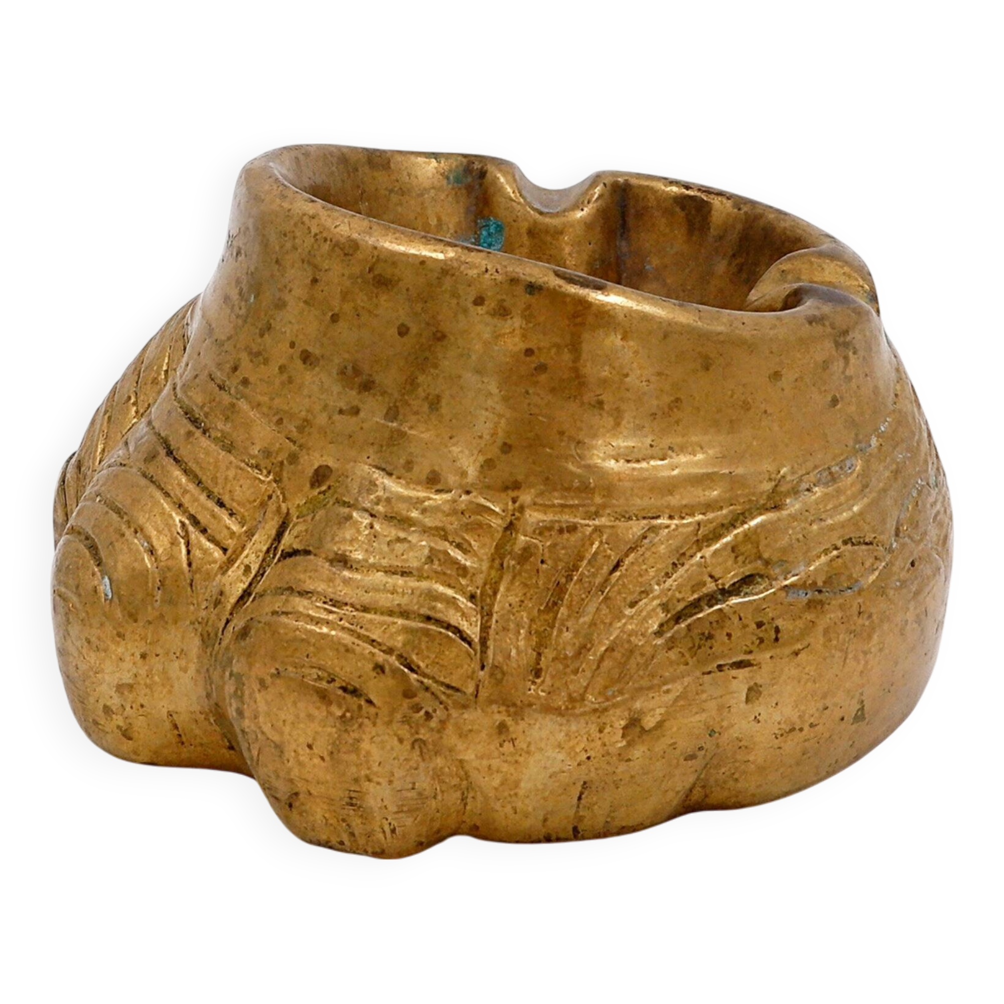 1970s gilt bronze elephant foot ashtray