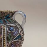 Pair of small openwork vases in glazed earthenware – Made in Italy