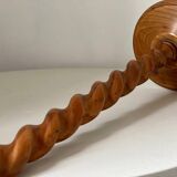 Turned wood lamp.