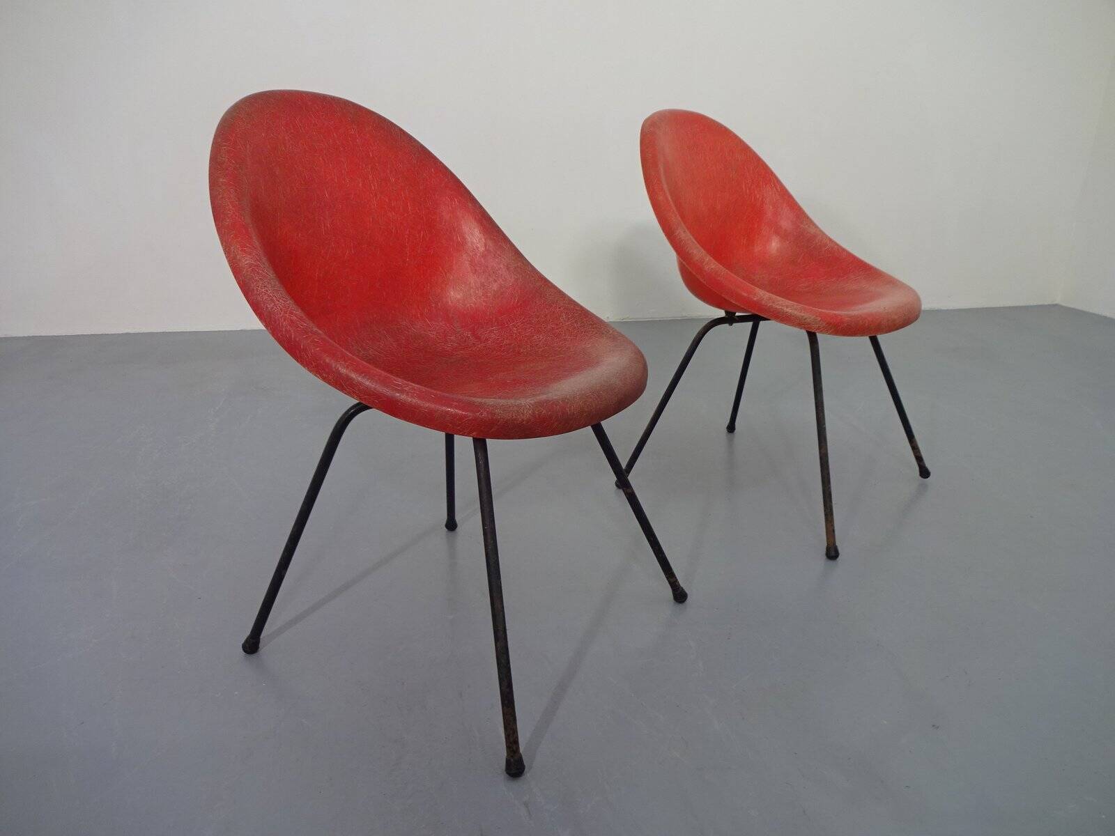 Set of French Fiberglass Side Chairs, 1960s