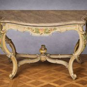 Italian console painted and sculpted – Wood top with faux marble appearance – 19th century