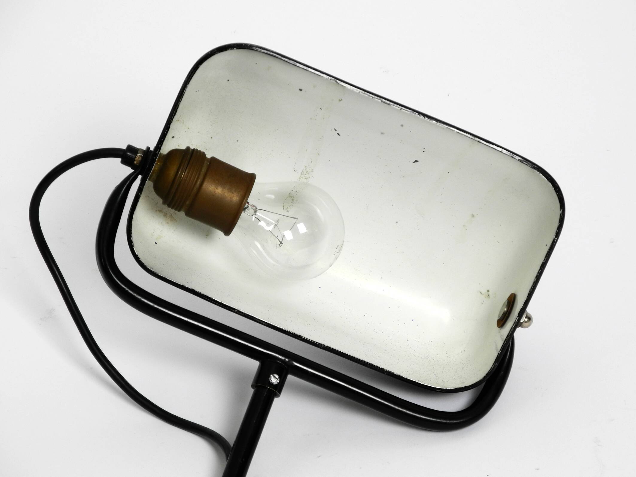 Original 1940s Kaiser Idell industrial metal table lamp model 6581 in black
