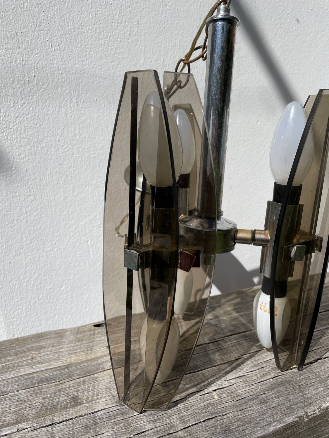 Italian smoked glass chandelier 1970 Veca