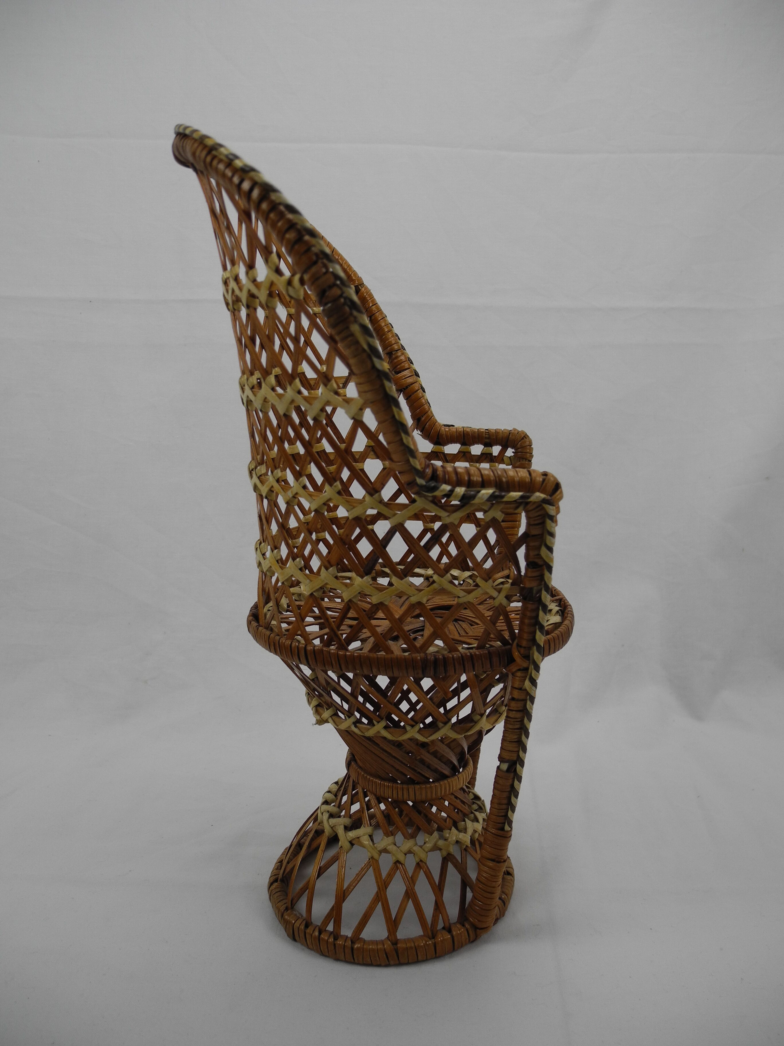Emmanuelle style rattan doll armchair vintage toy