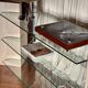 Artelano shelf/console Roche Bobois travertine and glass 1970s