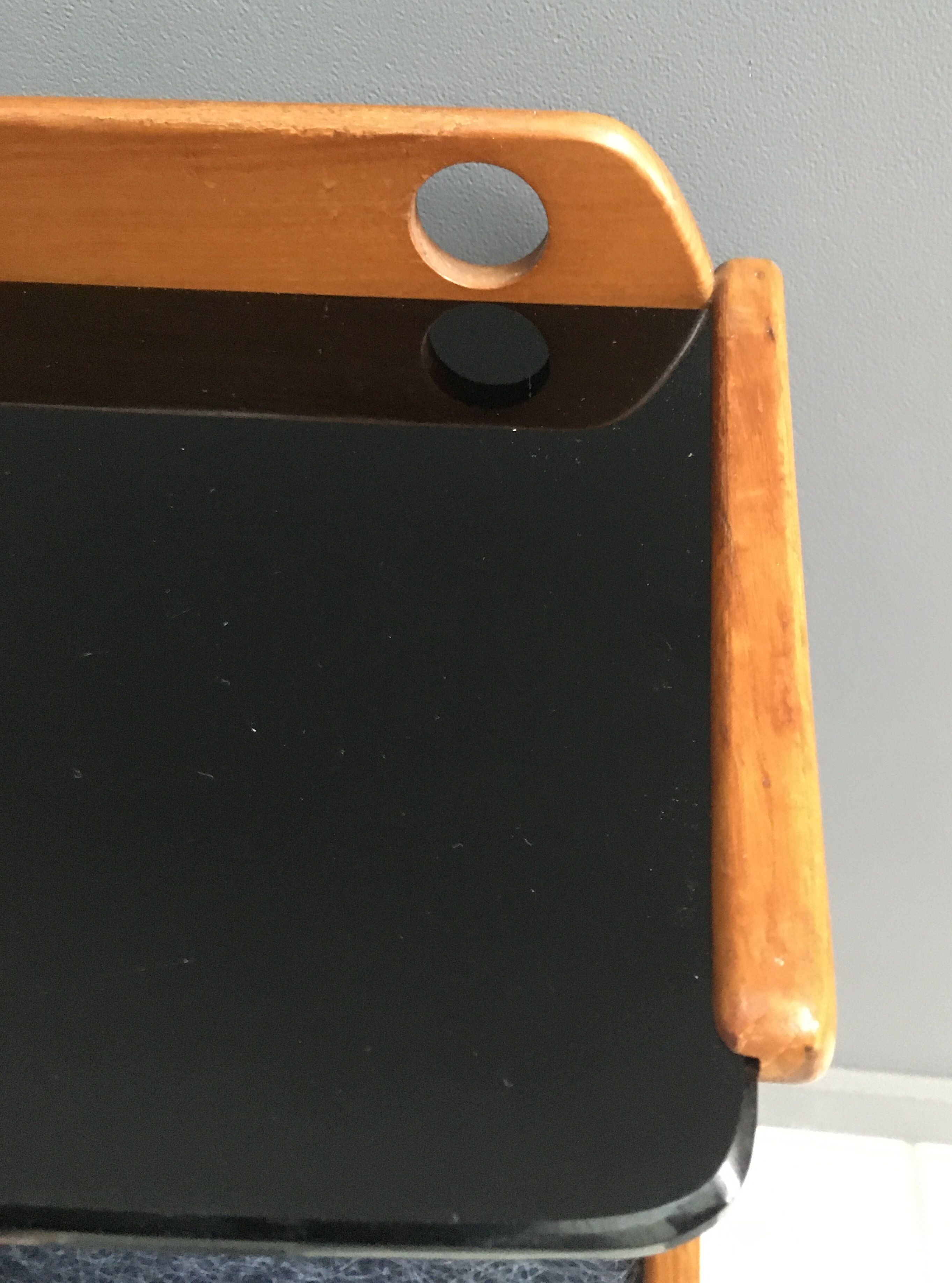 Side table 1950s black Opaxit glass in Danish style