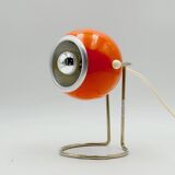 Lampe globe oculaire orange vintage des années 1970 en chrome – Design Space Age