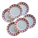 6 flat plates Badonviller ironstone with red geometric decoration