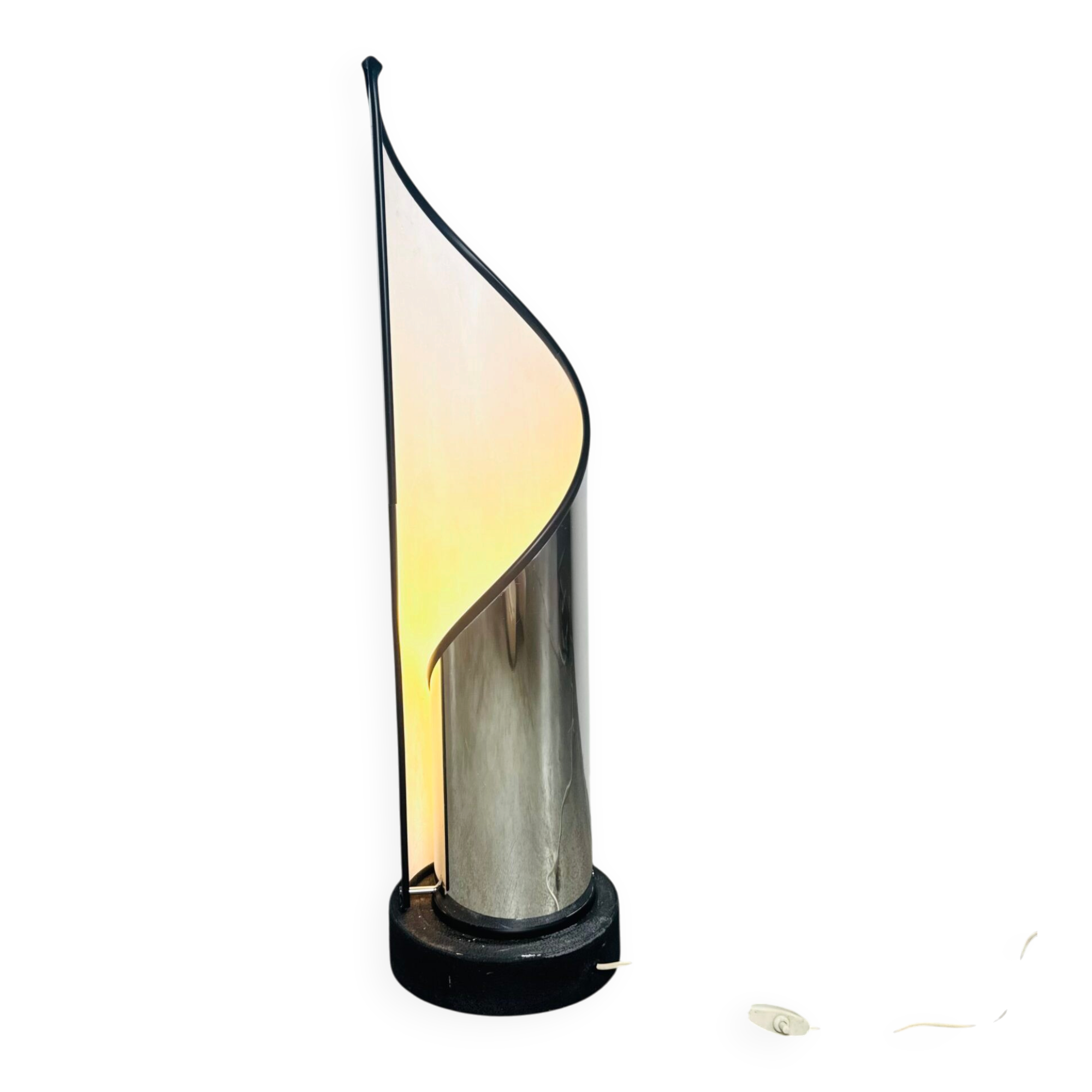 Sculptural Detrobus Table Or Floor Lamp In Curved Steel By Stilnovo, Italy 1970S