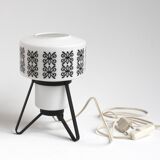 Vintage bedside lamp in opaline and lacquered metal.