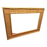 Miroir en rotin et osier, 76x57 cm