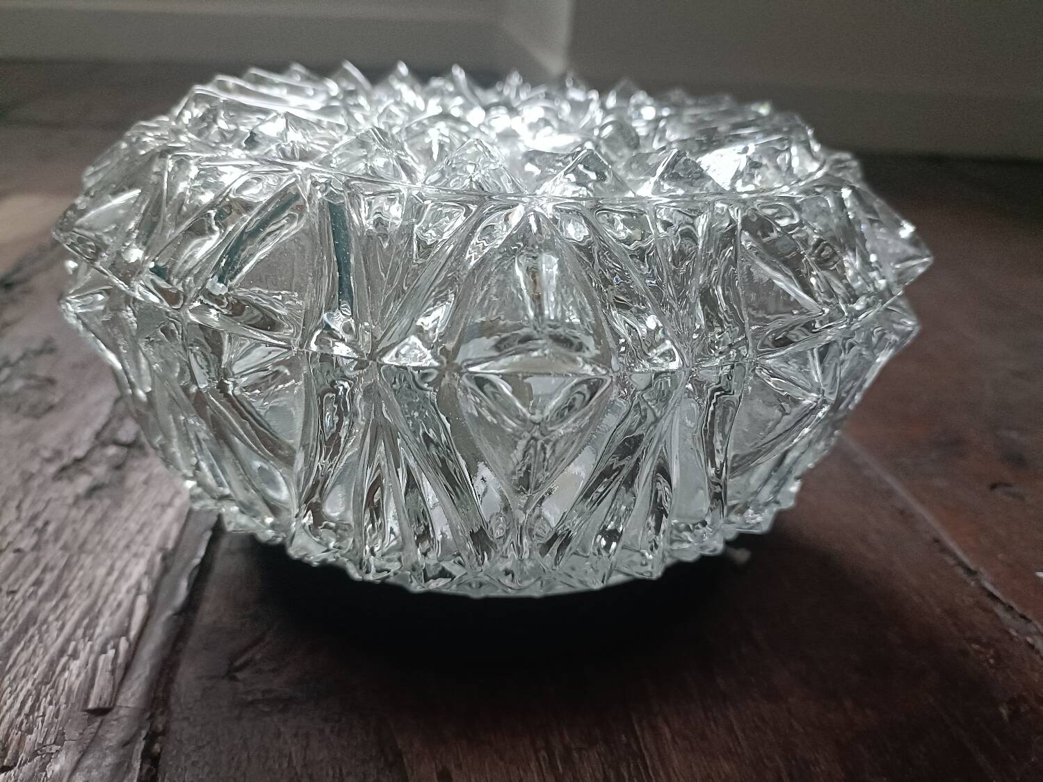 Ceiling light, vintage wall lamp with moulded glass.