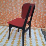 Set of 4 black and red compass foot chairs