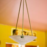 Chandelier signed Muller Frères Lunéville, Art Deco suspension, nickel-plated bronze chandelier, ceiling lamp,