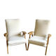 Vintage Scandinavian armchair wood and fabric buckle