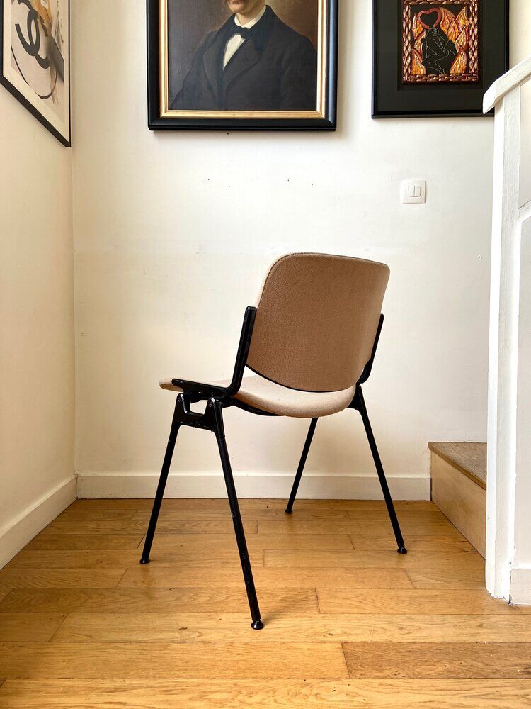 Chair DSC 106 by Giancarlo Piretti for Castelli 1970s' in beige cotton