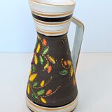 Vintage Henri Bequet Quaregnon hand painted ceramic vase (Belgium pottery 1960)