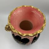Old Vallauris ceramic earthenware vase rose gold vintage 1960 70 Tulip flowers