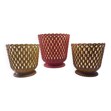 Lot de 3 cache-pots vintage syla – made in france modèles 3511 & 3514