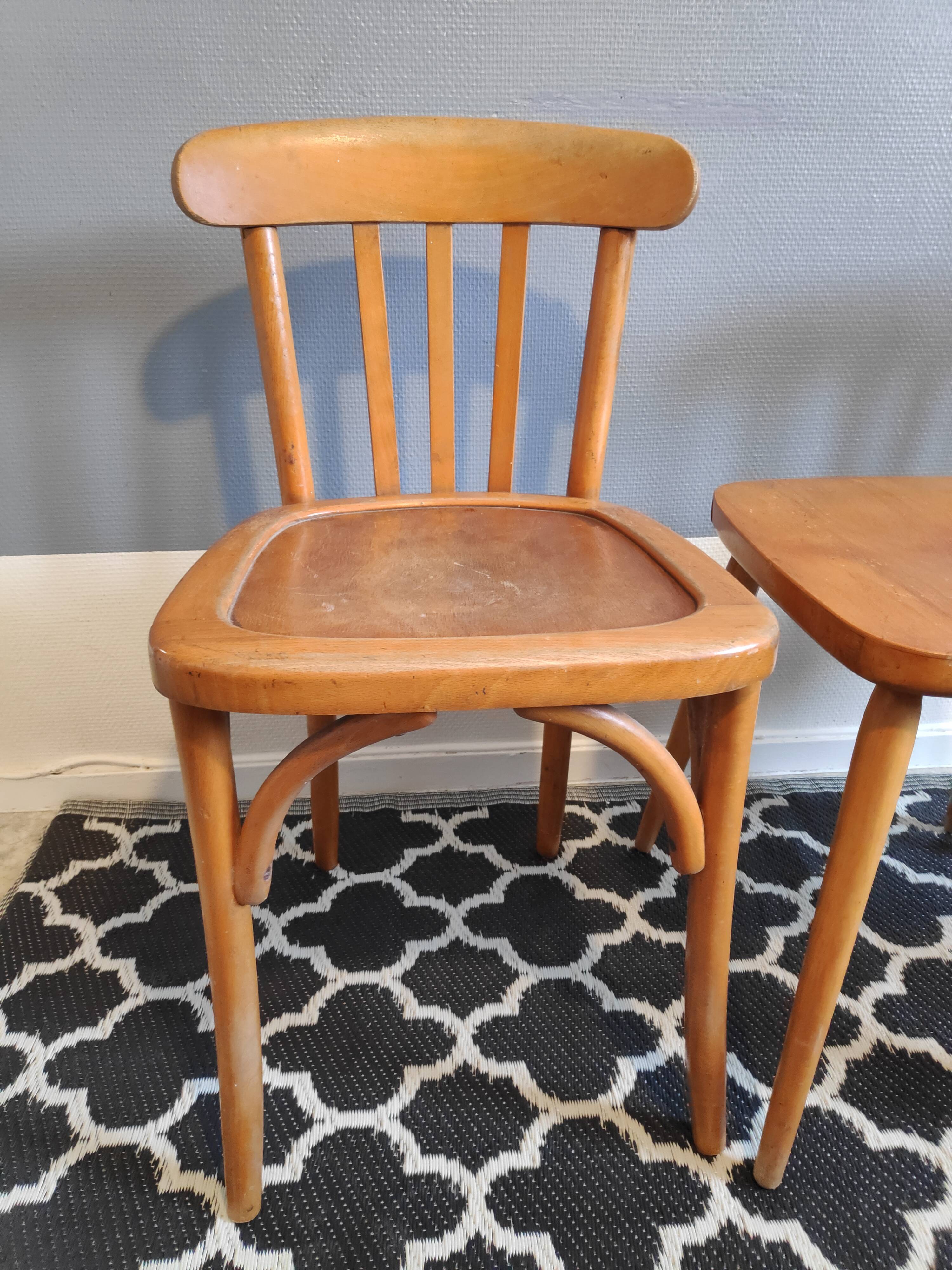 Chairs and stool stamped Luterma varnished wood
