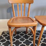 Chairs and stool stamped Luterma varnished wood