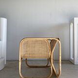 U-shaped armrest rattan armchair, grid canning