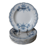 Set of 8 soup plates from the St Amand earthenware factory, Régence model, iron earth