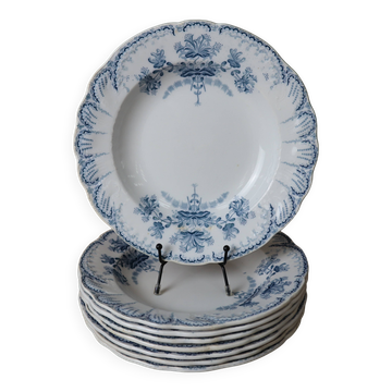 Set of 8 soup plates from the St Amand earthenware factory, Régence model, iron earth