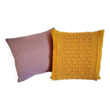 cushion and its macramé adornment