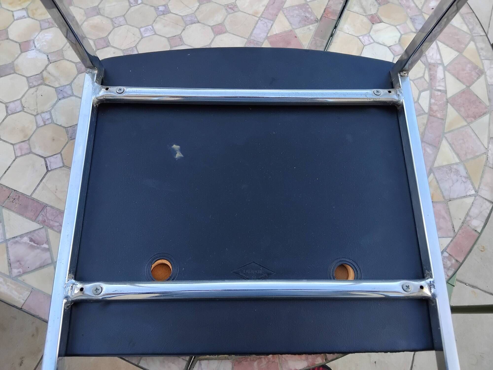 Vintage LAFARGUE chair, 1970s design, chrome.