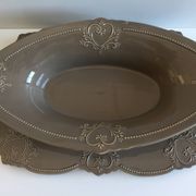 Tableware Service Table Design Meat or Vegetable Frosted Brown Porcelain
