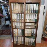 Antique double curtain oak cabinet