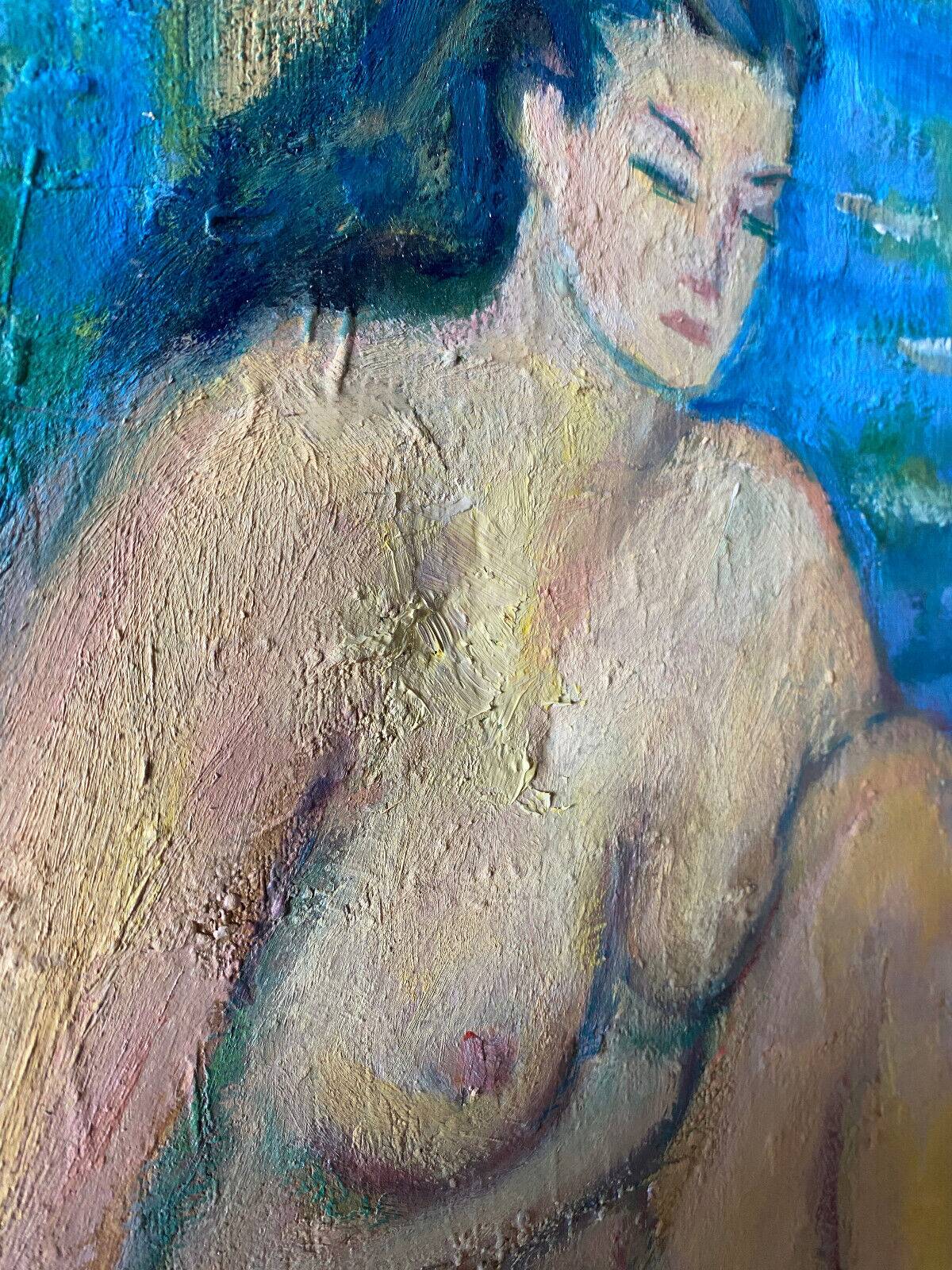 Large painting hst "baigneuses" marcelle guetta-fattal (1922-2009) fauvism