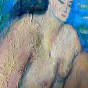 Large painting hst "baigneuses" marcelle guetta-fattal (1922-2009) fauvism
