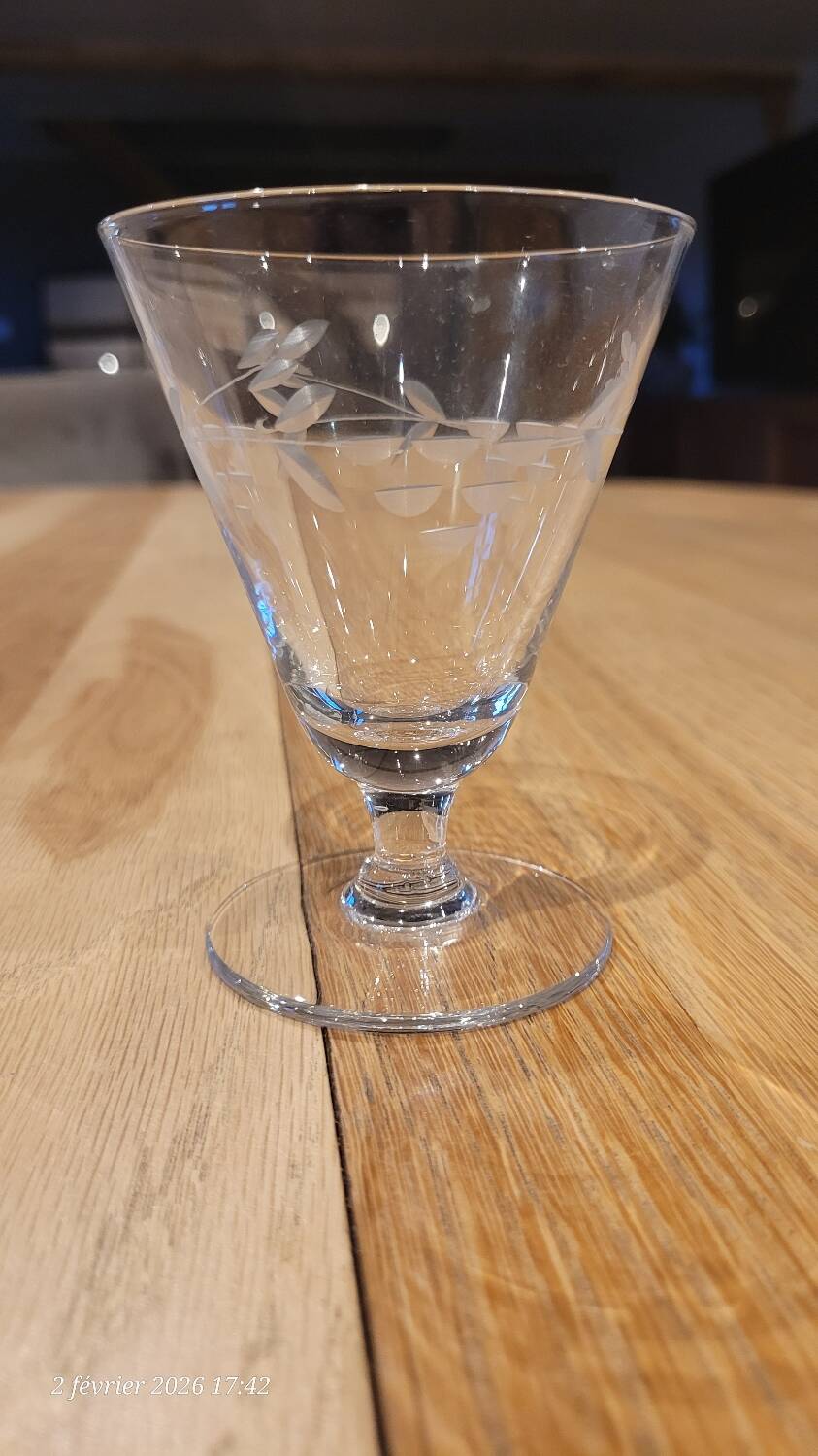 4 antique engraved glass glasses