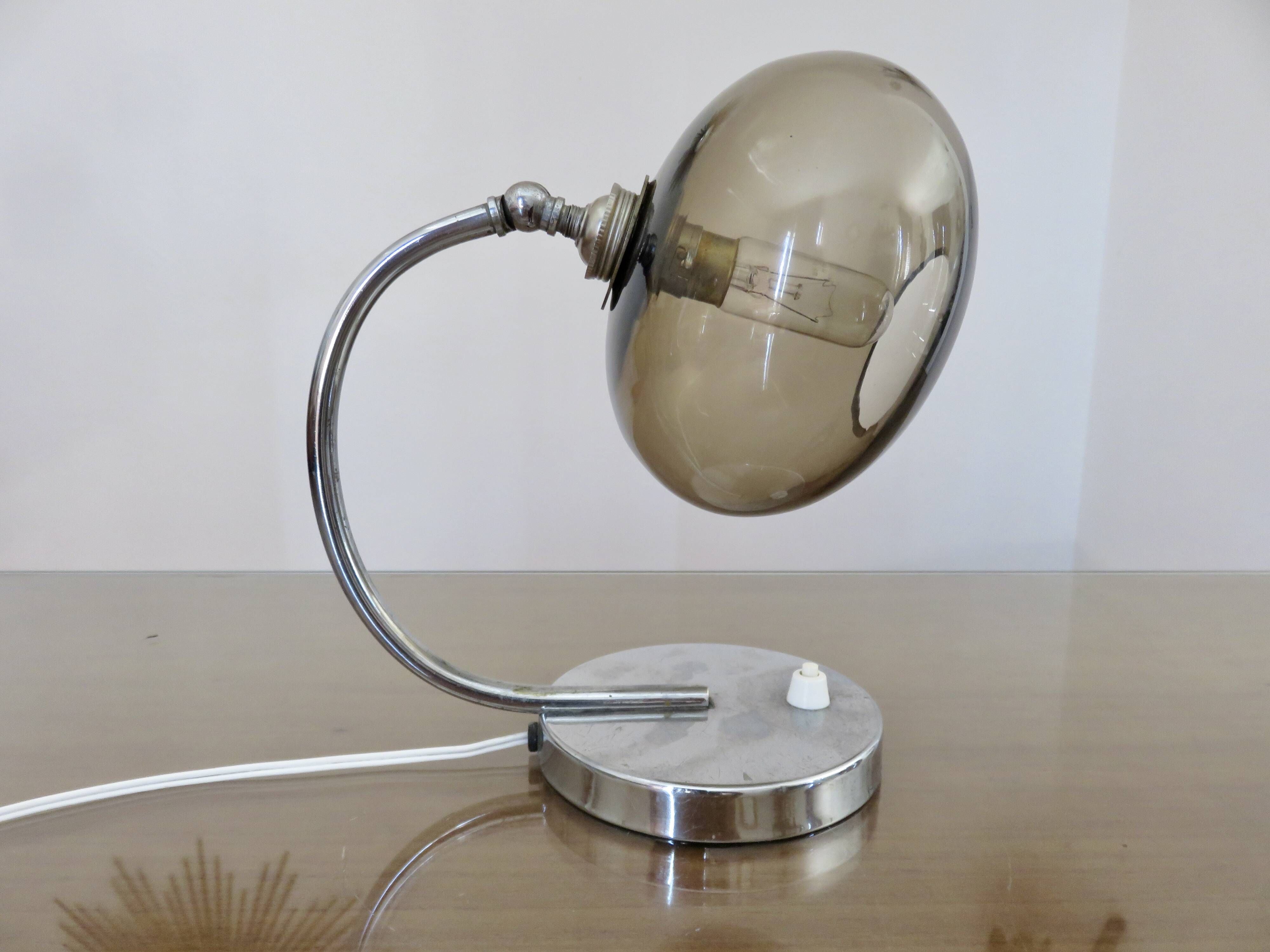 Lamp in chrome metal and amber glass made in Italy 1970