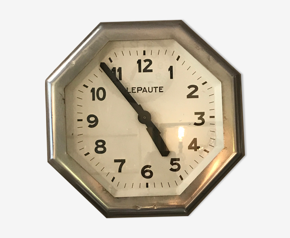 Industrial lepaute pendulum clock, functional 30s brillie ato vintage station