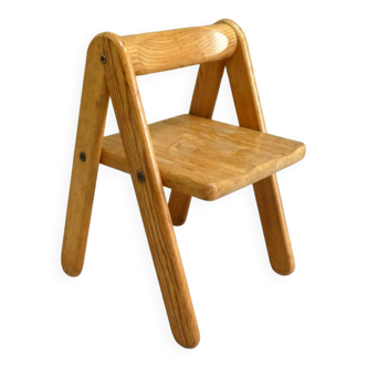 Chaise enfant de Pierre Grosjean en pin, Belgique, 1970
