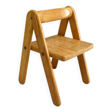 Chaise enfant de Pierre Grosjean en pin, Belgique, 1970